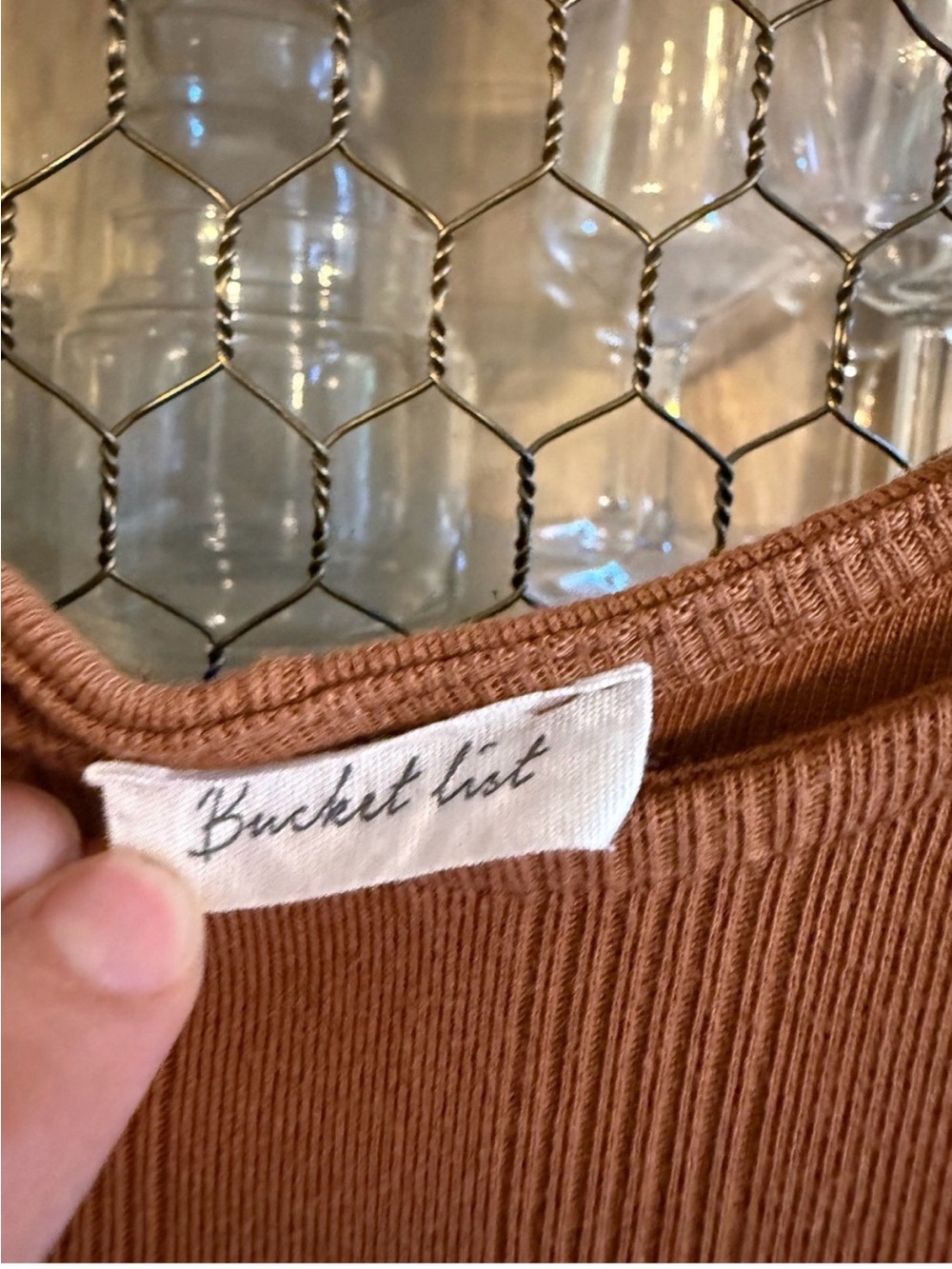 BUCKETLIST Rust-Colored Ribbed Maxi Dress Medium